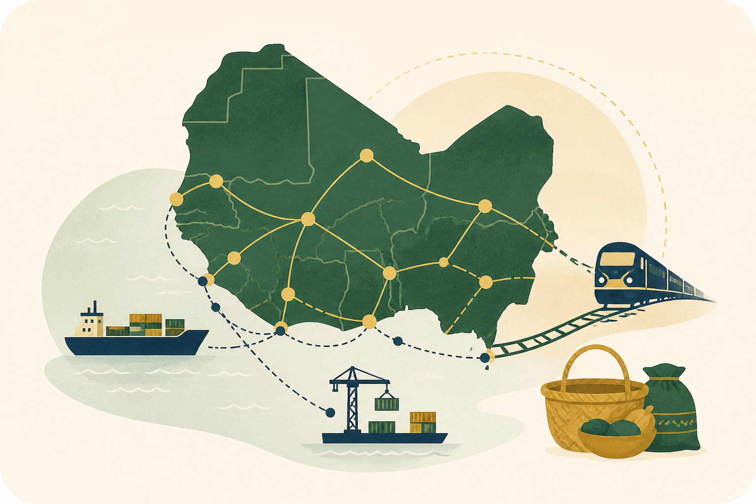 West Africa trade route illustration